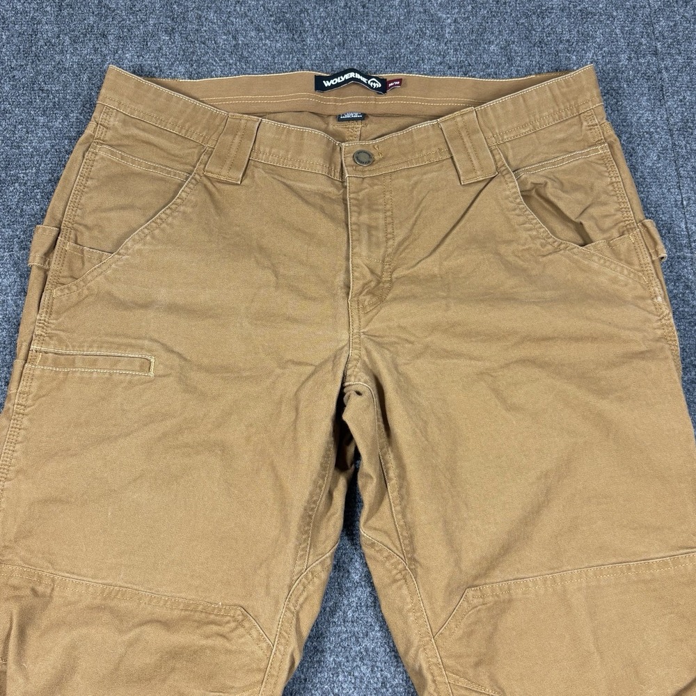 Wolverine Pants Canvas Double Knee Workwear Skater Men Fits 38x28 Tan Brown Work View 3